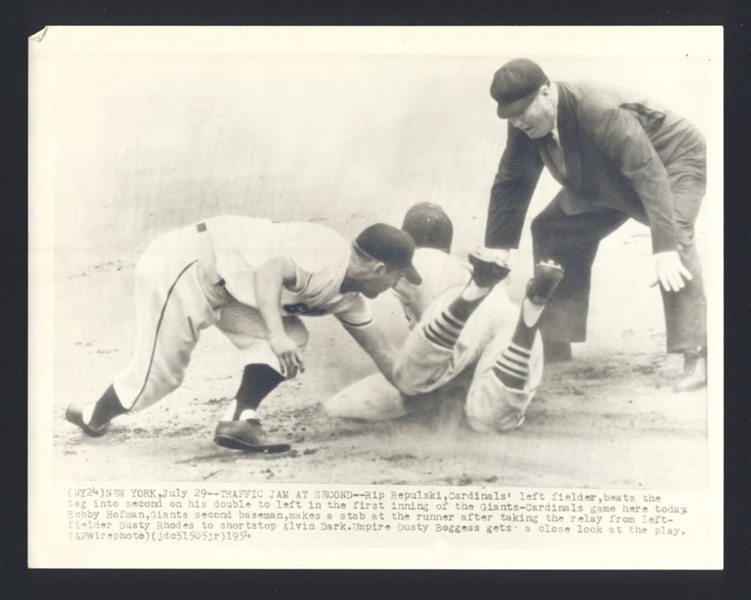 1954 Cardinals RIP REPULSKI, BOBBY HOFMAN & DUSTY BOGGESS News Wire Photo