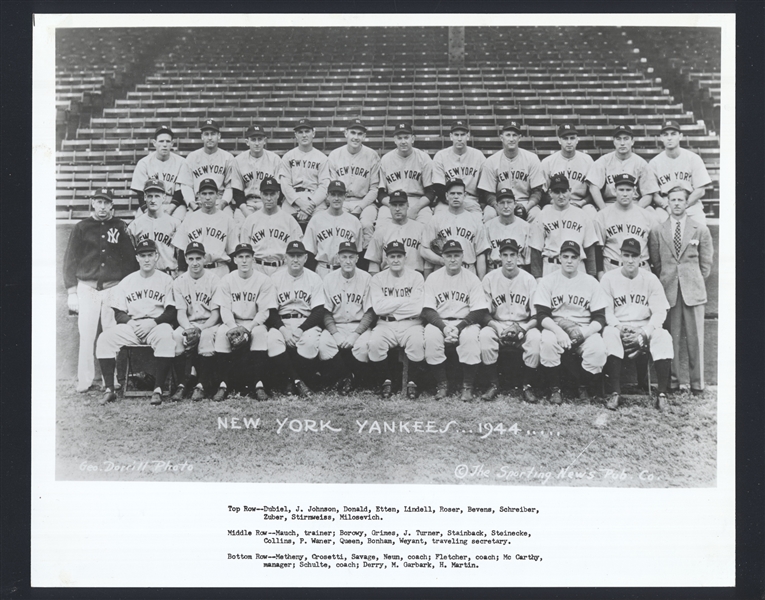 1944 New York Yankees Vintage Team Photo