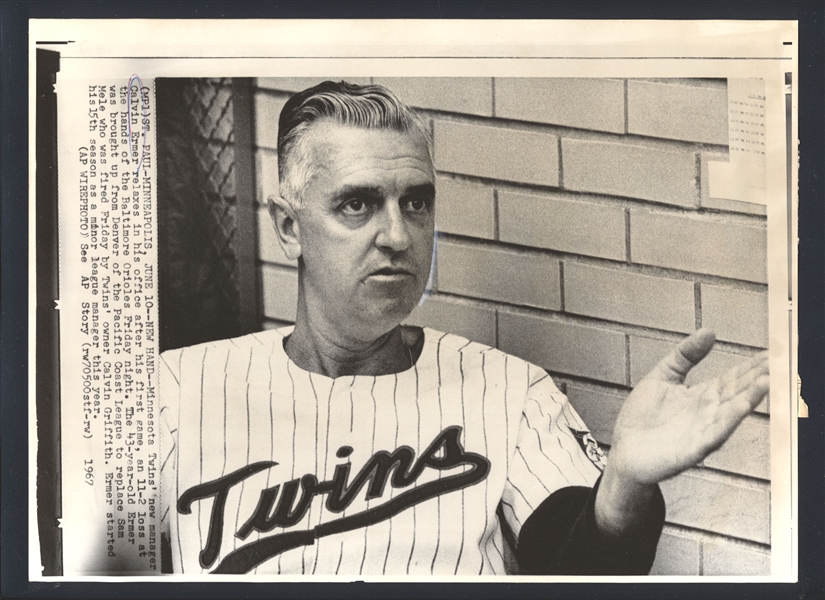 1967 Minnesota Twins CAL ERMER Vintage Wire Photo