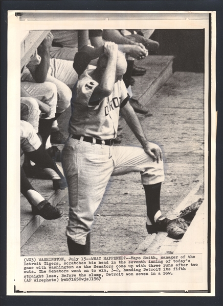 1967 Detroit Tigers MAYO SMITH Vintage Wire Photo