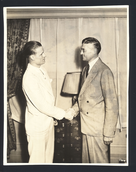 1940s WILL HARRIDGE & UNIDENTIFIED Handshake Original Photo by George Dorrill