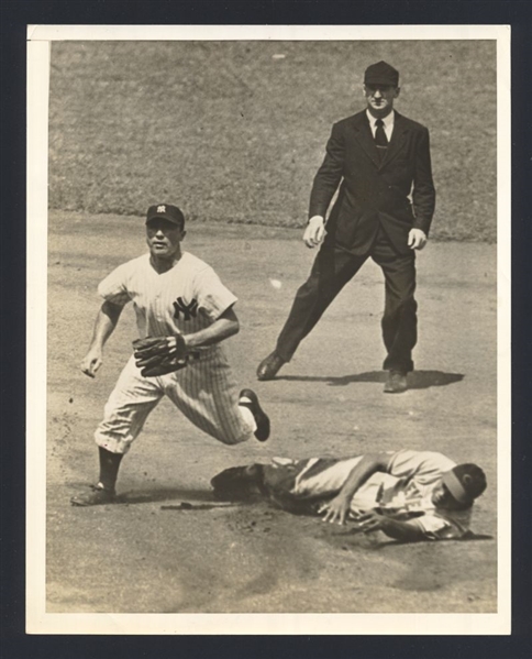 1948-50 Indians LARRY DOBY Sliding vs Yankees SNUFFY STIRNWEISS Original Photo
