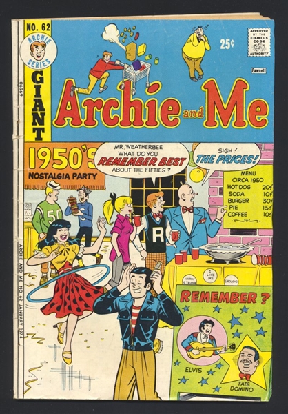Archie and Me #62 G 1974 Archie Elvis Cover Comic Book