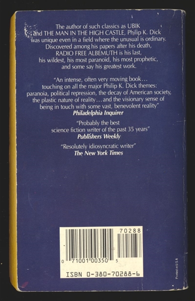 Radio Free Albemuth #PB OK  Avon Philip K Dick Comic Book