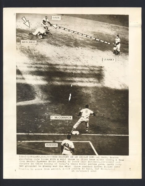 1948 Braves AL DARK, EDDIE STANKY & DALE MITCHELL World Series Wire Photo