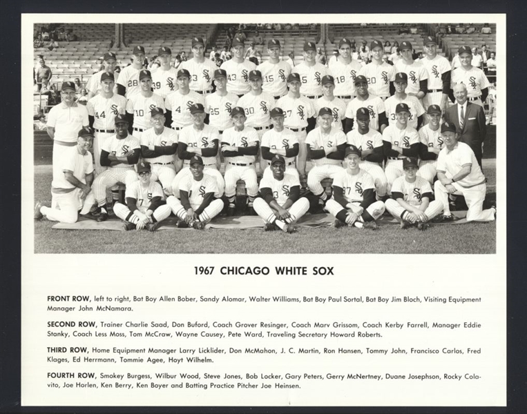 1967 Chicago White Sox Original Team Photo HOYT WILHELM ROCKY COLAVITO KEN BOYER