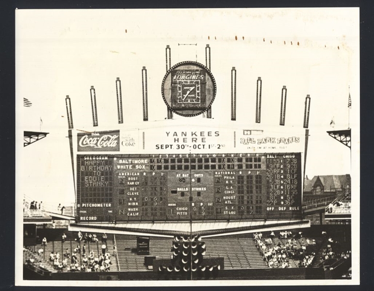 1966 White Sox COMISKEY PARK SCOREBOARD Eddie Stanky's Birthday Original Photo