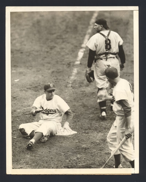 1950 Dodgers BOBBY MORGAN, DUKE SNIDER & Pirates CLYDE McCULLOUGH Original Photo