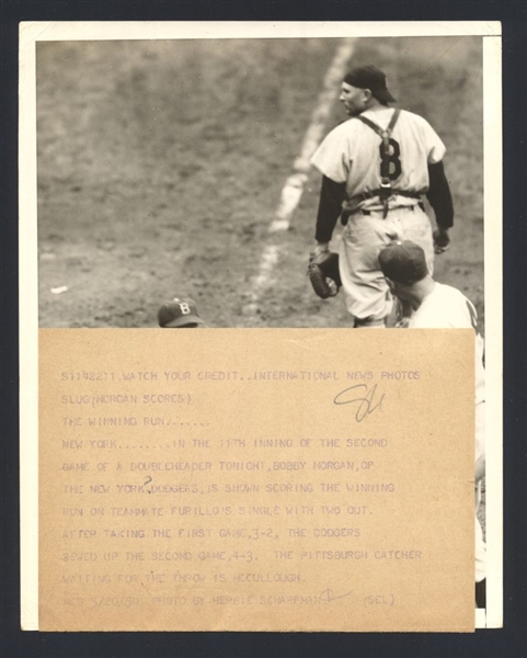 1950 Dodgers BOBBY MORGAN, DUKE SNIDER & Pirates CLYDE McCULLOUGH Original Photo
