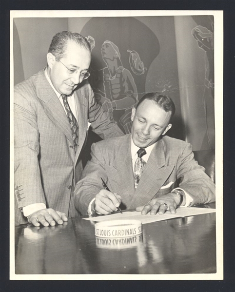 1950s St. Louis Cardinals EDDIE STANKY Signs for FRED SAIGH Original Photo