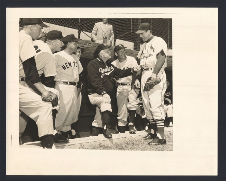 1954 Cardinals VIC RASCHI Yankees CASEY STENGEL, JOE COLLINS ++ Original Photo