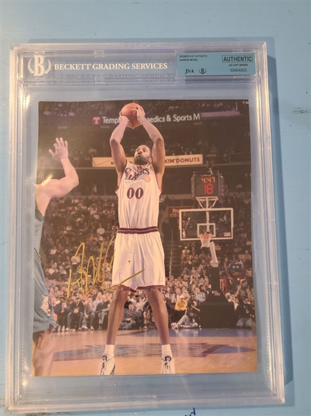 AARON MICKIE Philadelphia 76ers SIGNED Photo Beckett JSA Certified Slabbed