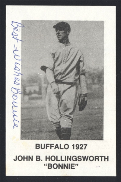 1980s Personal Auto BONNIE HOLLINGSWORTH Card SIGNED  (d.1990) Bisons