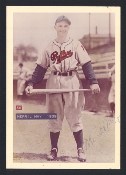 MERRILL PINKY MAY 1939 Philadelphia Phillies SIGNED Bra-Mac Photo #58 (d.2000)