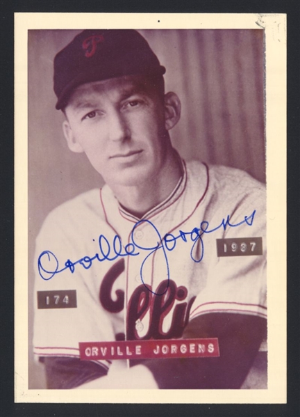 ORVILLE JORGENS ca 1937 Philadelphia Phillies SIGNED Bra-Mac Photo #174 (d.1992)