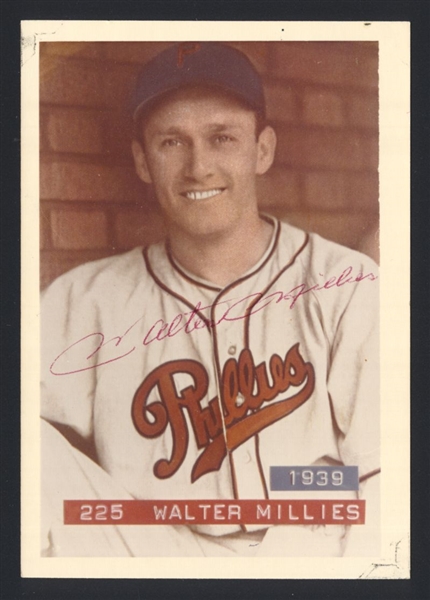 WALLY MILLIES ca 1939 Philadelphia Phillies SIGNED Bra-Mac Photo #225 (d.1995)