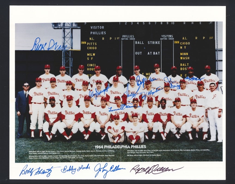 1964 Philadelphia Phillies Team Photo SIGNED x12 w/ Ryne Duren, Dallas Green