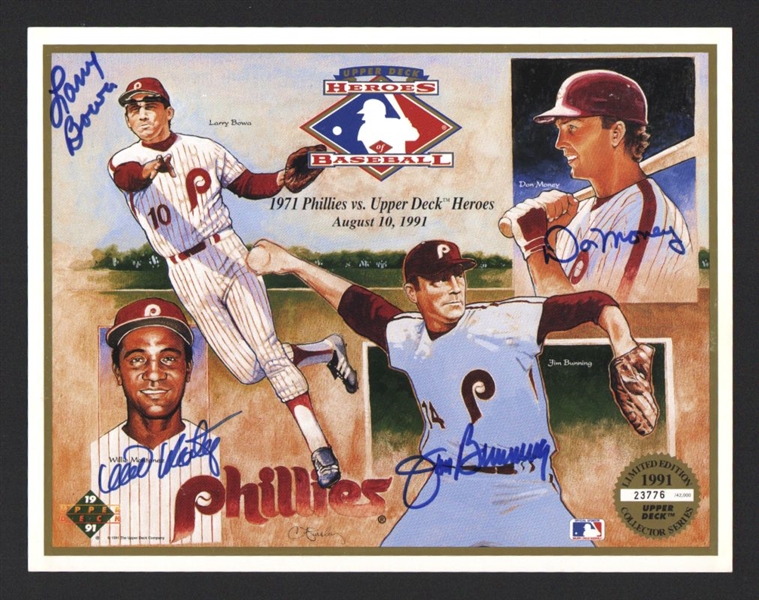 1991 Upper Deck Heroes Signed JIM BUNNING, DON MONEY, WILLIE MARTINEZ LARRY BOWA