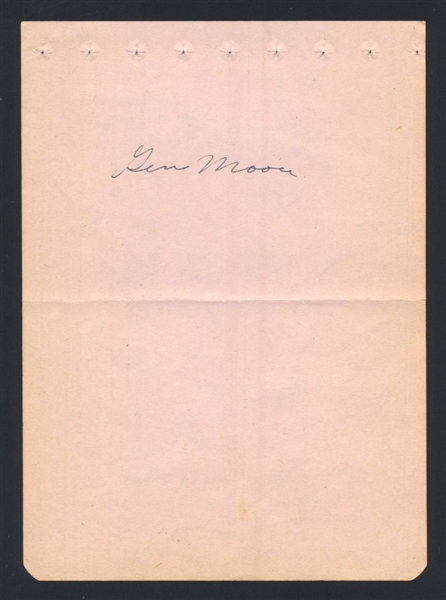 GENE MOORE JR SIGNED Album Page (d.1978) 1944 Browns Boston Braves Cardinals