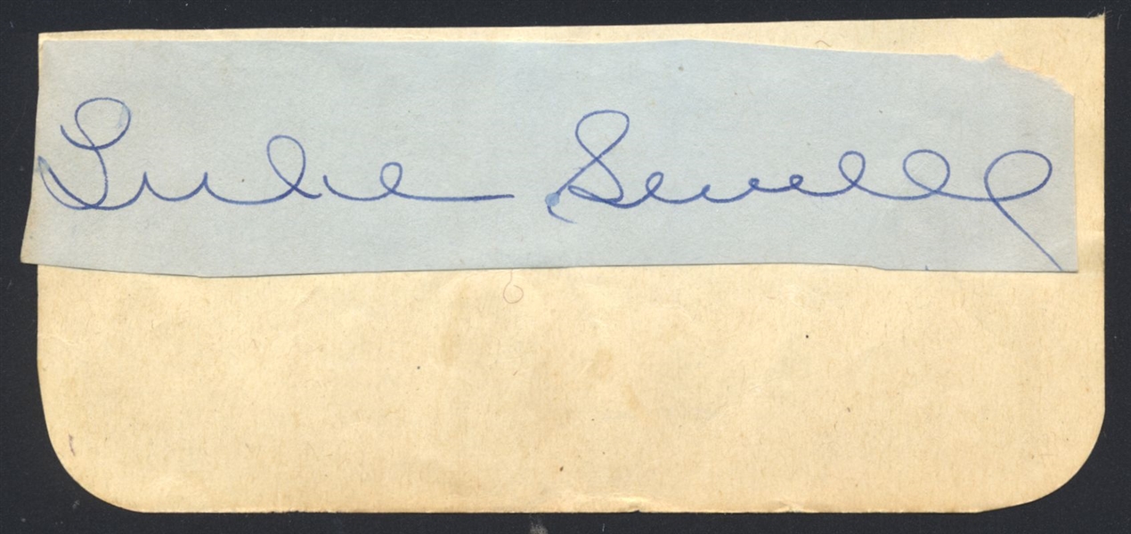 LUKE SEWELL SIGNED Cut Signature (d.1987) Indians 1933 Senators White Sox