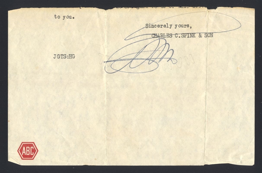 CHARLES SPINK SIGNED Cut Signature The Sporting News