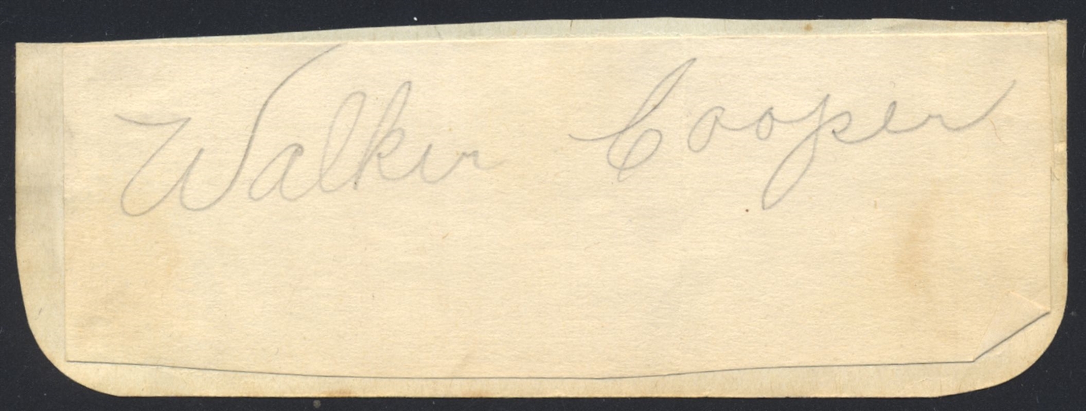 WALKER COOPER SIGNED Cut Signature (d.1991) 1942 1944 St. Louis Cardinals