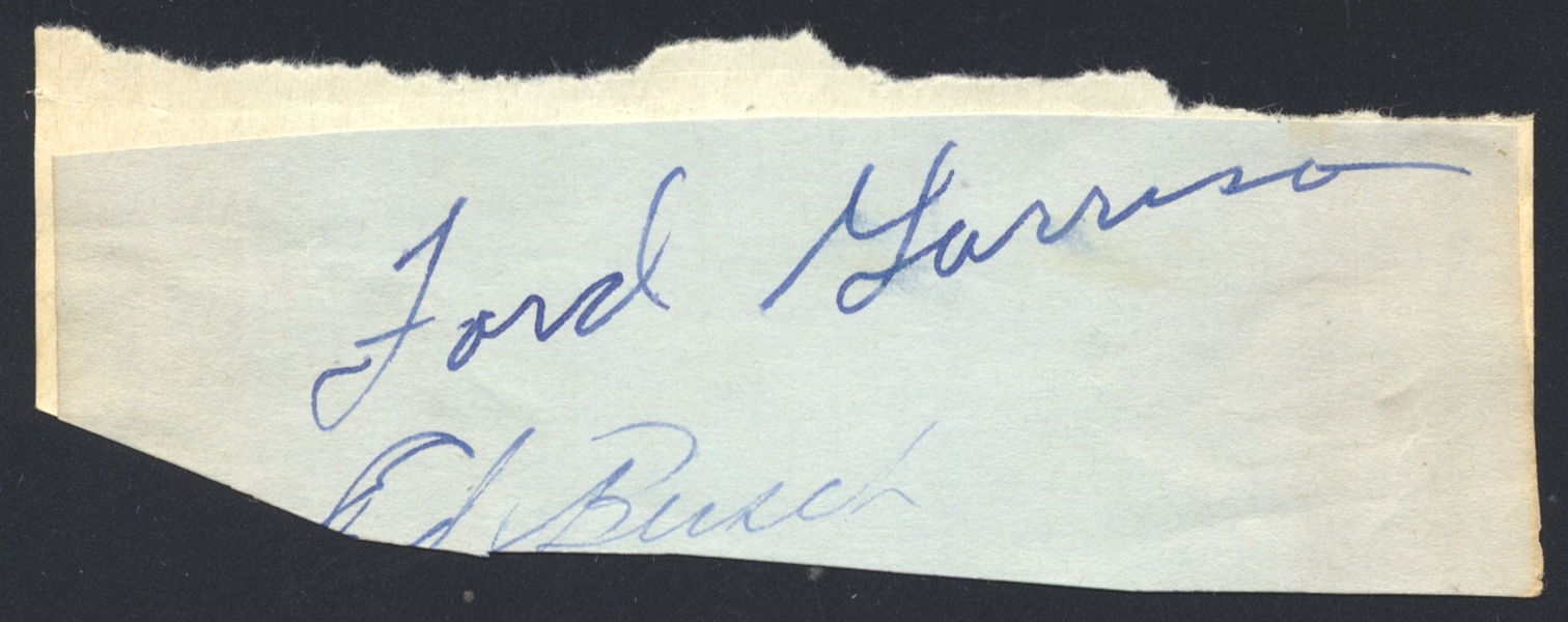 FORD GARRISON (d.2001) & ED BUSCH (d.1987) SIGNED Cut Signature 1944 Athletics