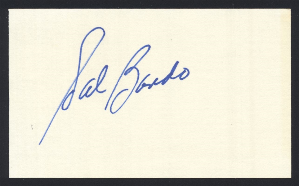 SAL BANDO SIGNED 3x5 Index Card (d.2023) 1972 1973 1974 Athletics Brewers