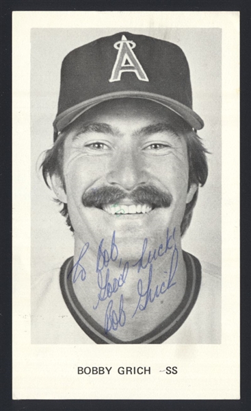 BOBBY GRICH 1970s California Angels SIGNED Photo Postcard 