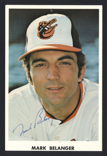 MARK BELANGER 1970s Baltimore Orioles SIGNED Photo Postcard (d.1998)