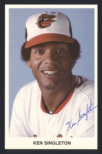 KEN SINGLETON 1970s Baltimore Orioles SIGNED Photo Postcard Team Issued 