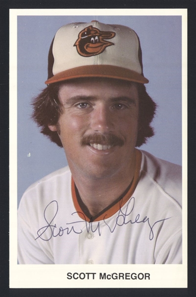 SCOTT McGREGOR 1970s Baltimore Orioles SIGNED Photo Postcard Team Issued 