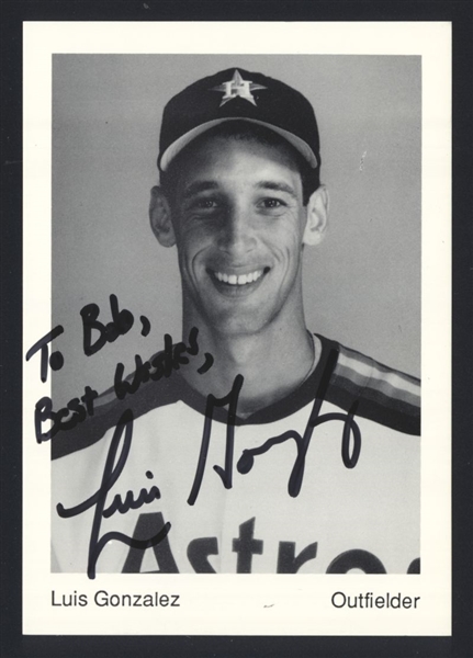 LUIS GONZALEZ ca 1990s Houston Astros SIGNED Photo Team Issued 