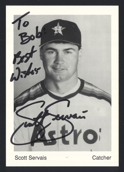 SCOTT SERVAIS ca 1990s Houston Astros SIGNED Photo Team Issued 