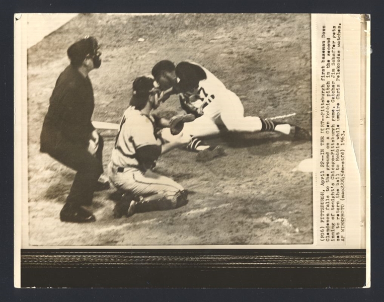 Lot (3) 1963 Pirates JOHNNY LOGAN, J DICK SCHOFIELD, DONN CLENDENON Wire Photos