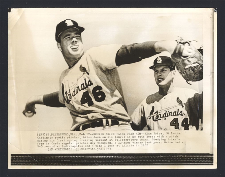 Lot of (2) 1960s ALAN BRICE, RAY WASHBURN, DICK BROWN & BUCK RODGERS Wire Photos