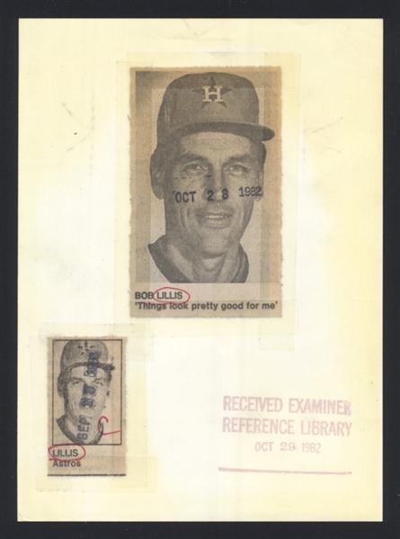1982 Houston Astros BOB LILLIS Team Issued Original News Photo