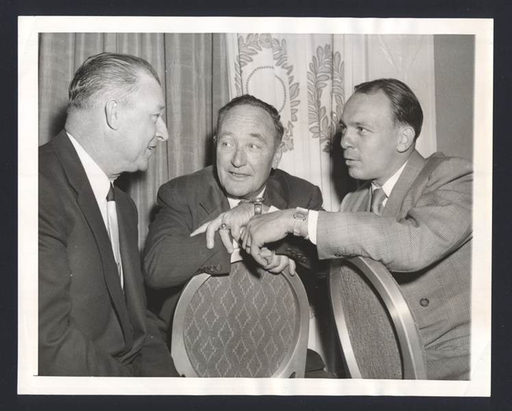 Lot of (2) 1953-60 CHUCK DRESSEN, FRED HANEY & EDDIE STANKY Original News Photos
