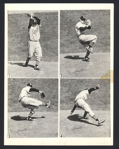 Lot of (2) 1956 Cardinals VINEGAR BEND MIZELL Pitching Sequence Original Photos