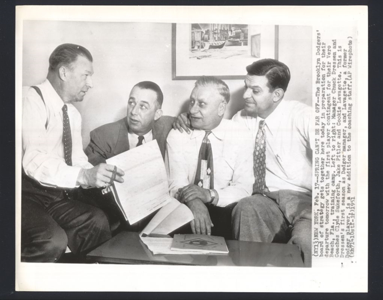 Lot of (4) 1950s Dodgers CHUCK DRESSEN, RICK FERRELL & JAKE PITLER Wire Photos