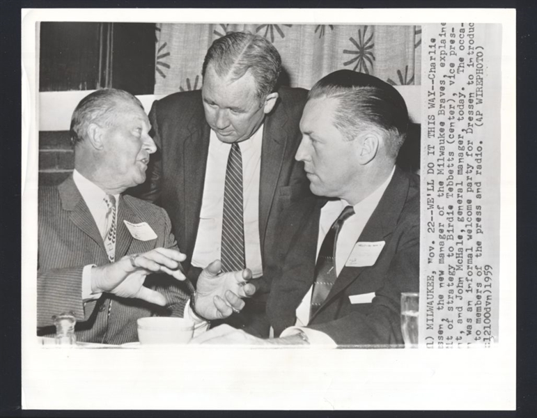 Lot of (4) 1950s Dodgers CHUCK DRESSEN, RICK FERRELL & JAKE PITLER Wire Photos