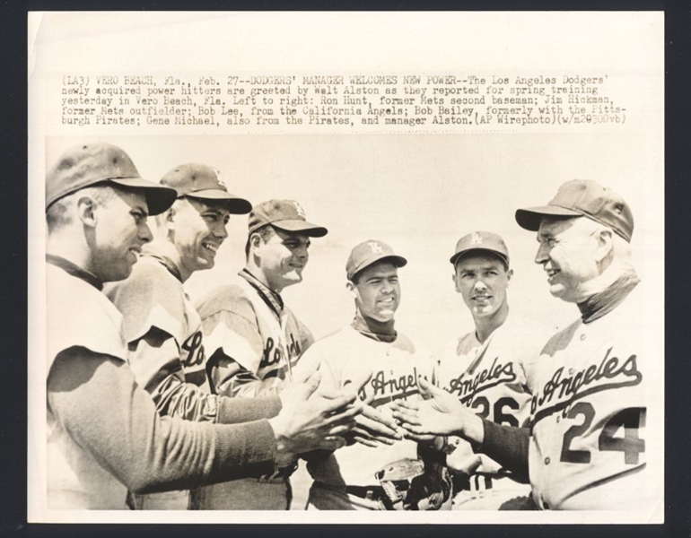 Lot of (3) 1960s Dodgers WALTER ALSTON, CHUCK DRESSEN. RON HUNT News Wire Photos