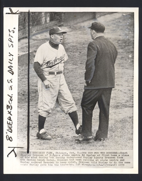 Lot of (3) 1960s Dodgers WALTER ALSTON, CHUCK DRESSEN. RON HUNT News Wire Photos