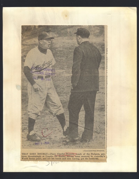 Lot of (3) 1960s Dodgers WALTER ALSTON, CHUCK DRESSEN. RON HUNT News Wire Photos