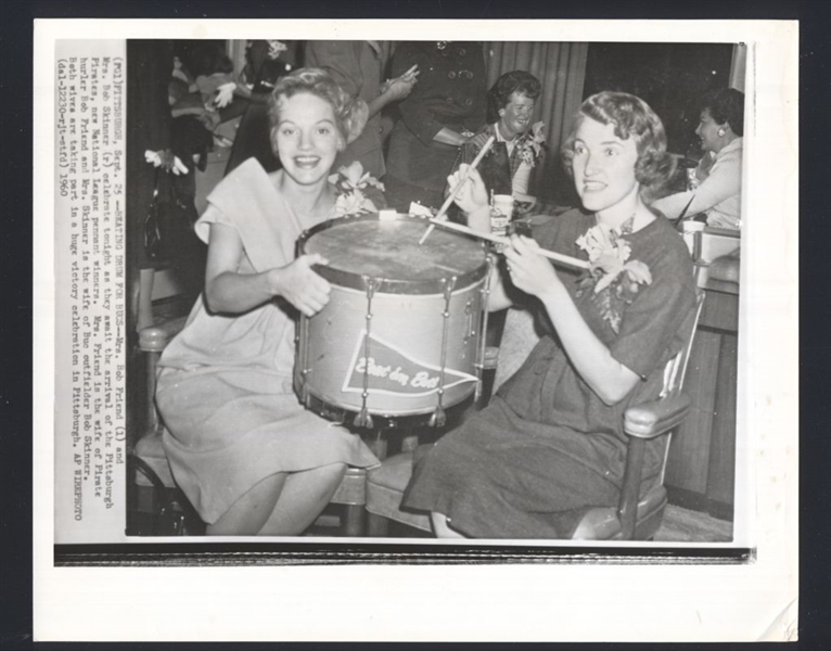 Lot of (2) 1956-60 Pirates BOB FRIEND & BOB SKINNER WIVES News Wire Photos