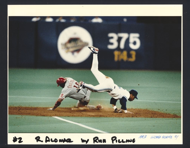 Lot of (2) 1993 World Series ROBERTO ALOMAR vs DARREN DAULTON Original Photos