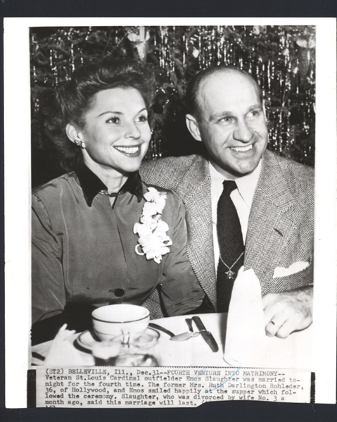 Lot of (2) 1950s Cardinals ENOS SLAUGHTER, WIFE & MRS CAVARRETTA Original Photos