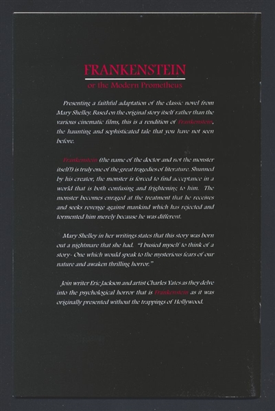 Frankenstein: Or the Modern Prometheus #1 NM 1994 Caliber Comic Book