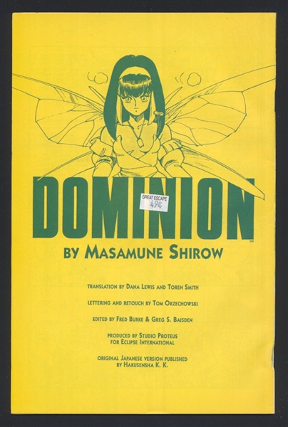 Dominion #2 VF/NM 1990 Eclipse Masamune Shirow Manga Comic Book