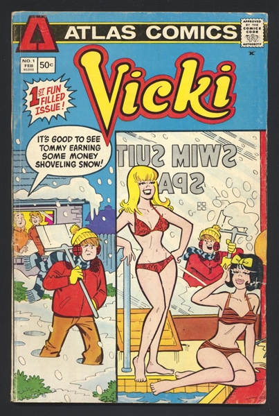 Vicki #1 VGF 1975 Atlas Bikini Cover Comic Book